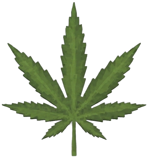 Cut-out cannabis leaf sticker, transparent background, ready to print and cut